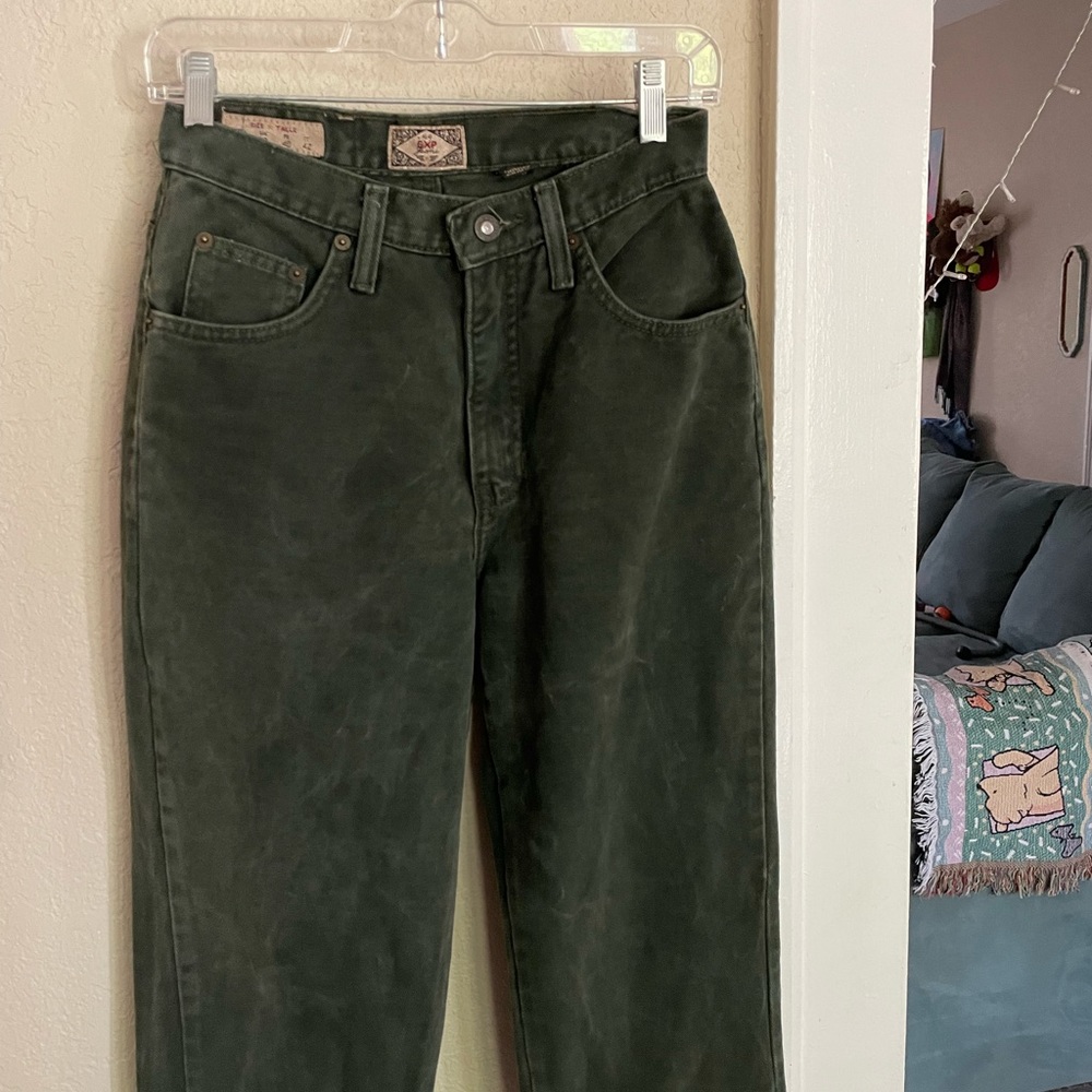 Forest green denim jeans